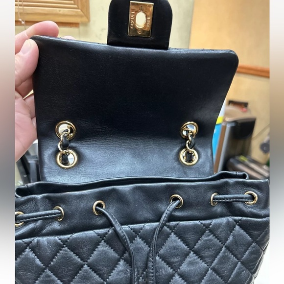 CHANEL Matelasse Small Backpack Bag Leather Logo Black - Picture 9 of 11